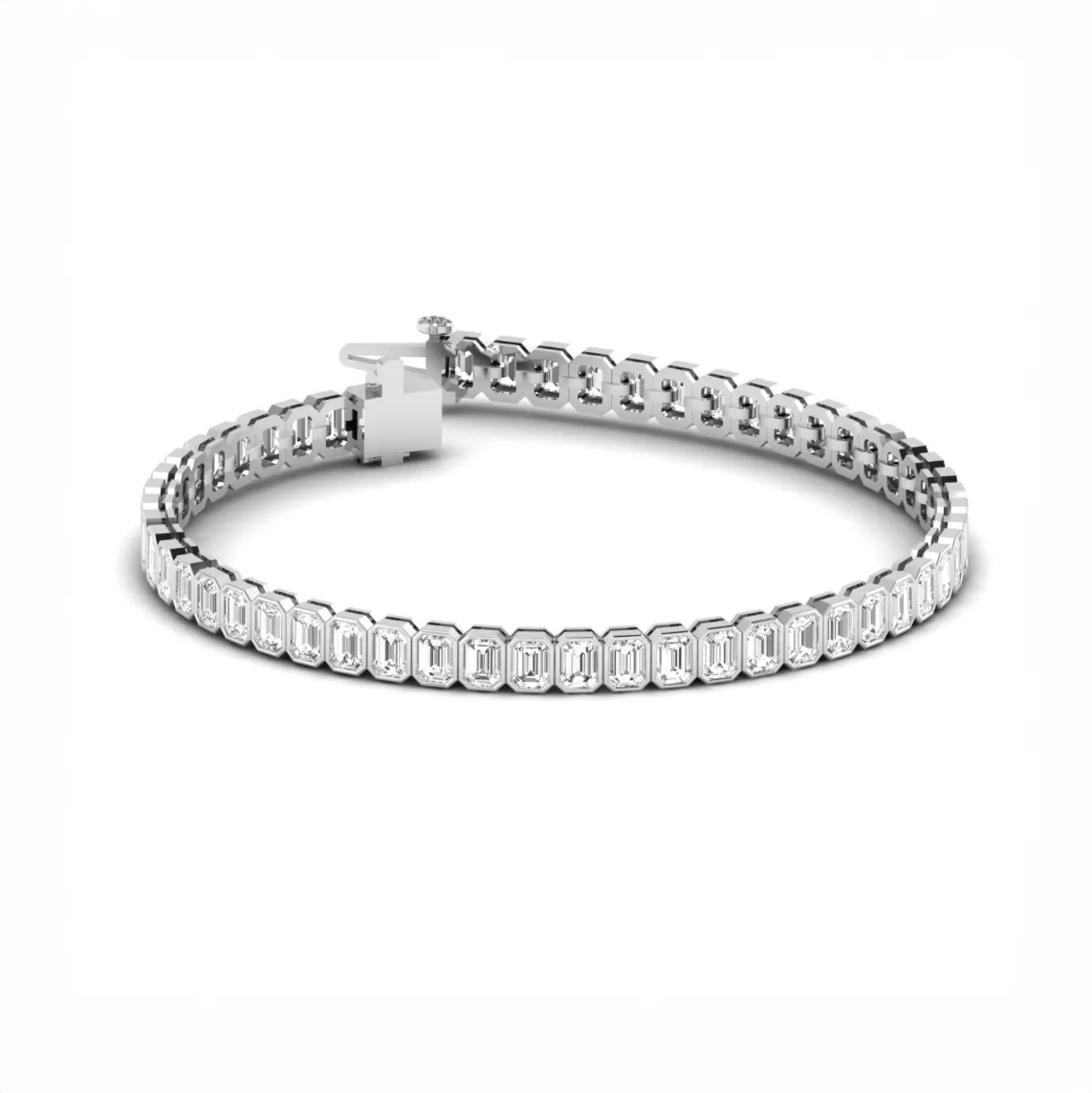 14K & 18K Gold and Emerald Cut Diamond 7-8 ct Tennis Bracelet Bezel Set, Lab Grown (Copy)