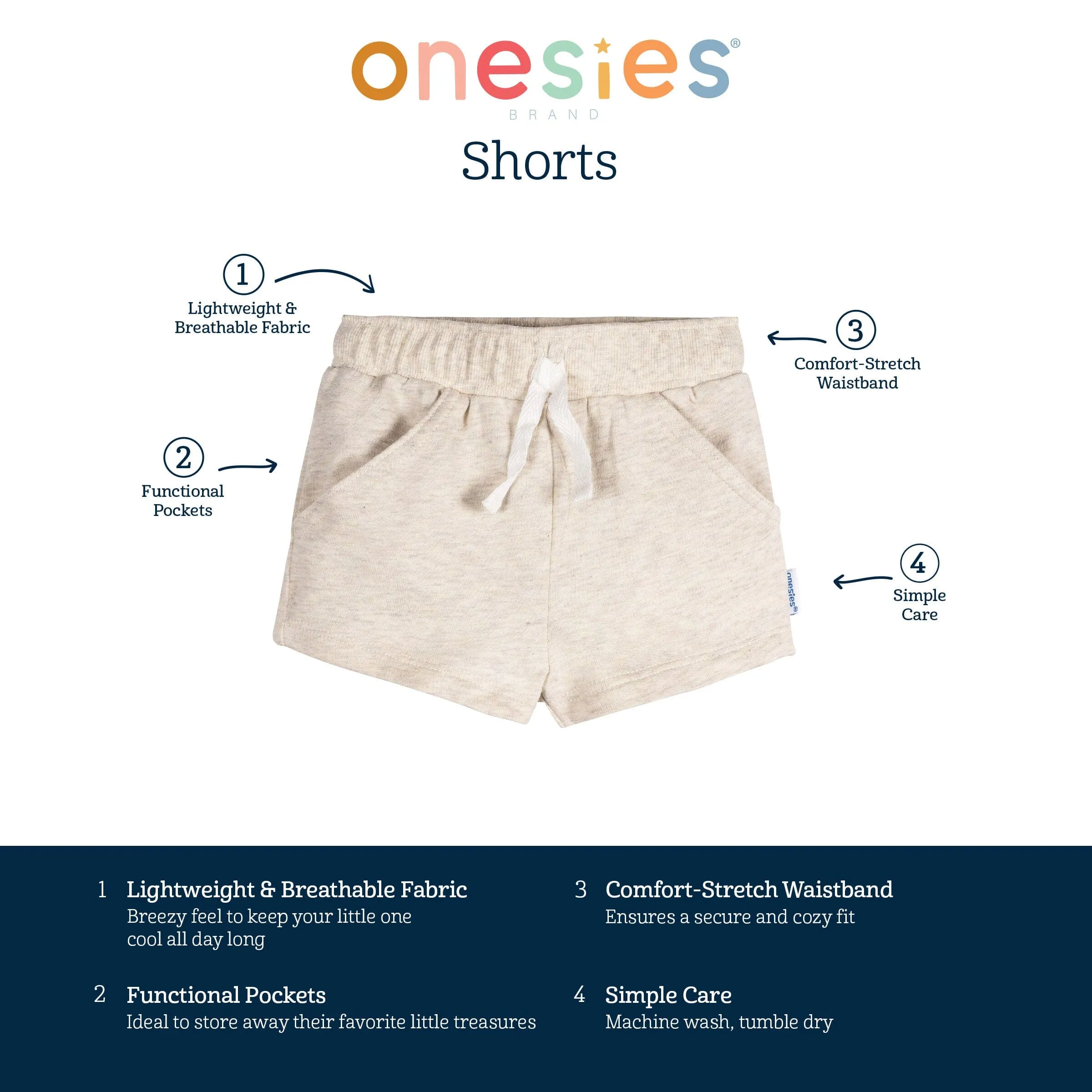 3-Pack Baby Neutral Stars Shorts