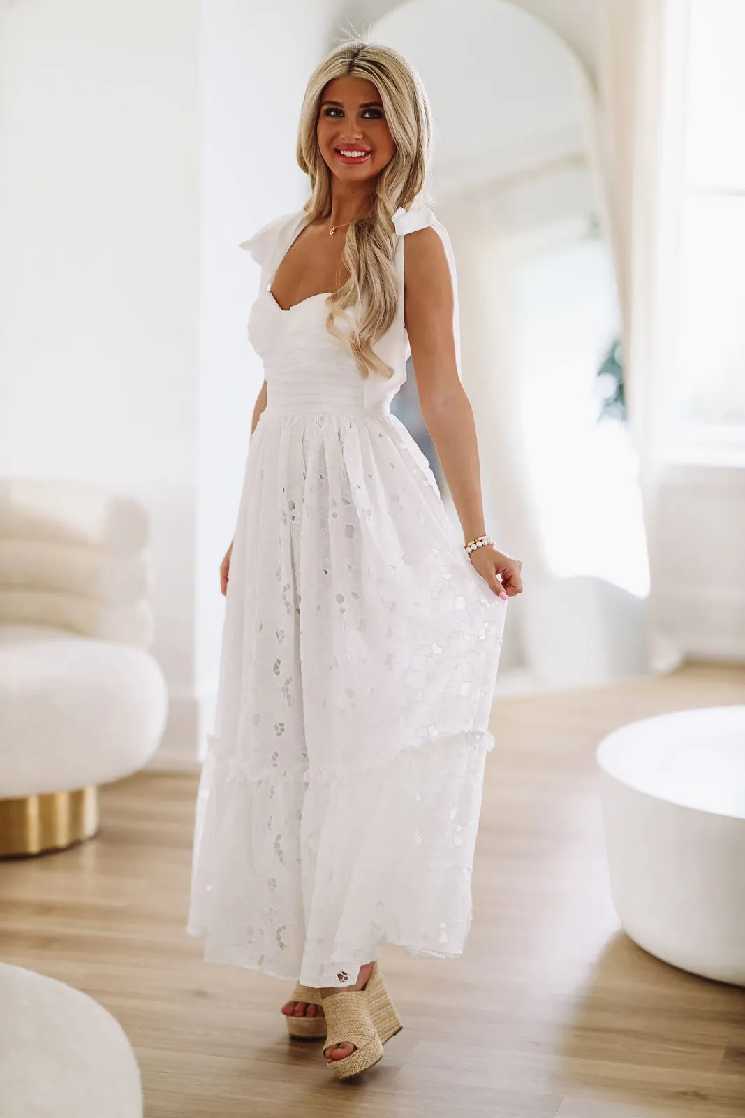 A Sweet Moment in Time Midi Dress - White