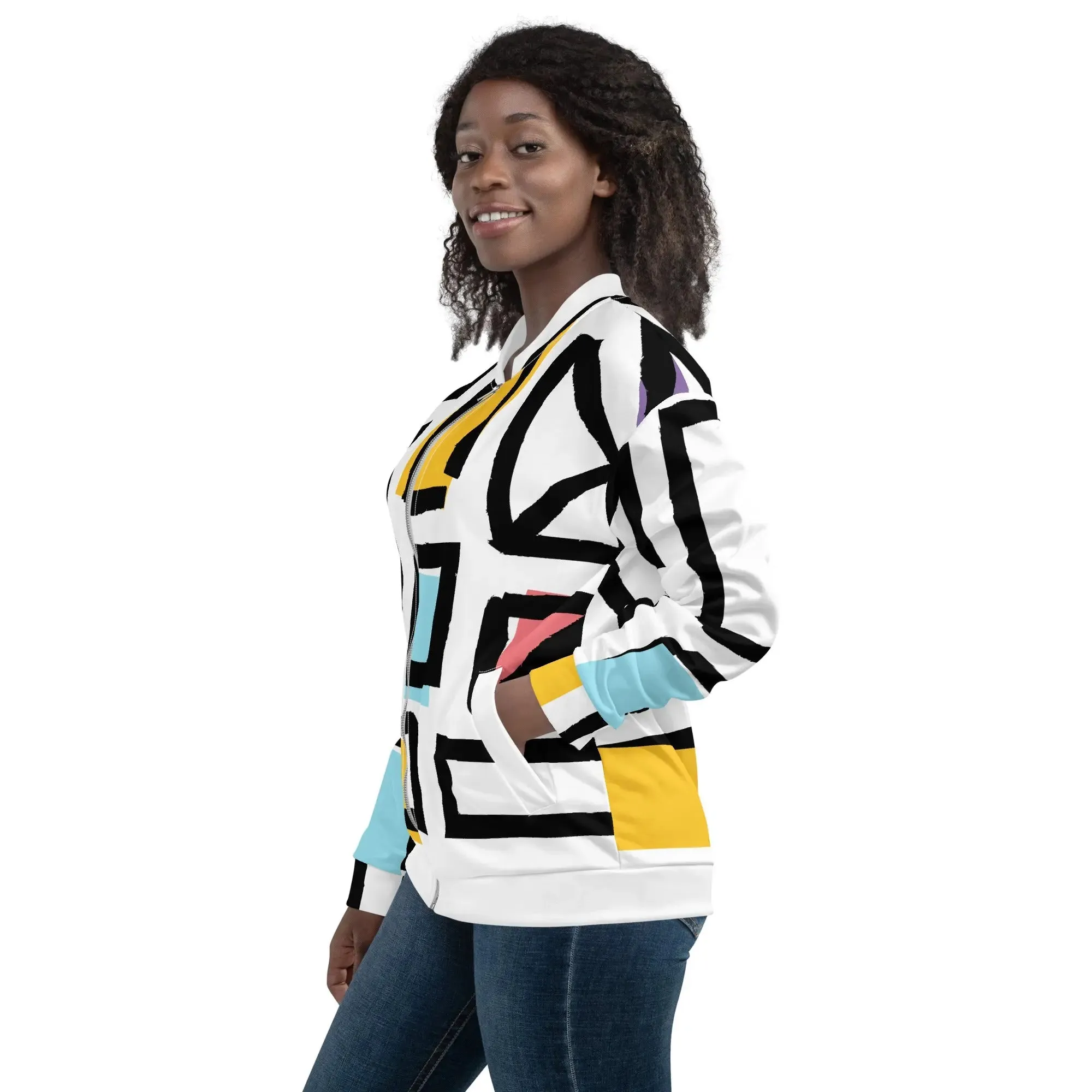 Abstract Geometric Shapes Unisex Bomber Jacket