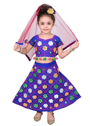 Ahhaaaa Girls Cotton Radha Dress Lehenga-Choli Chania Choli with Dupatta Set