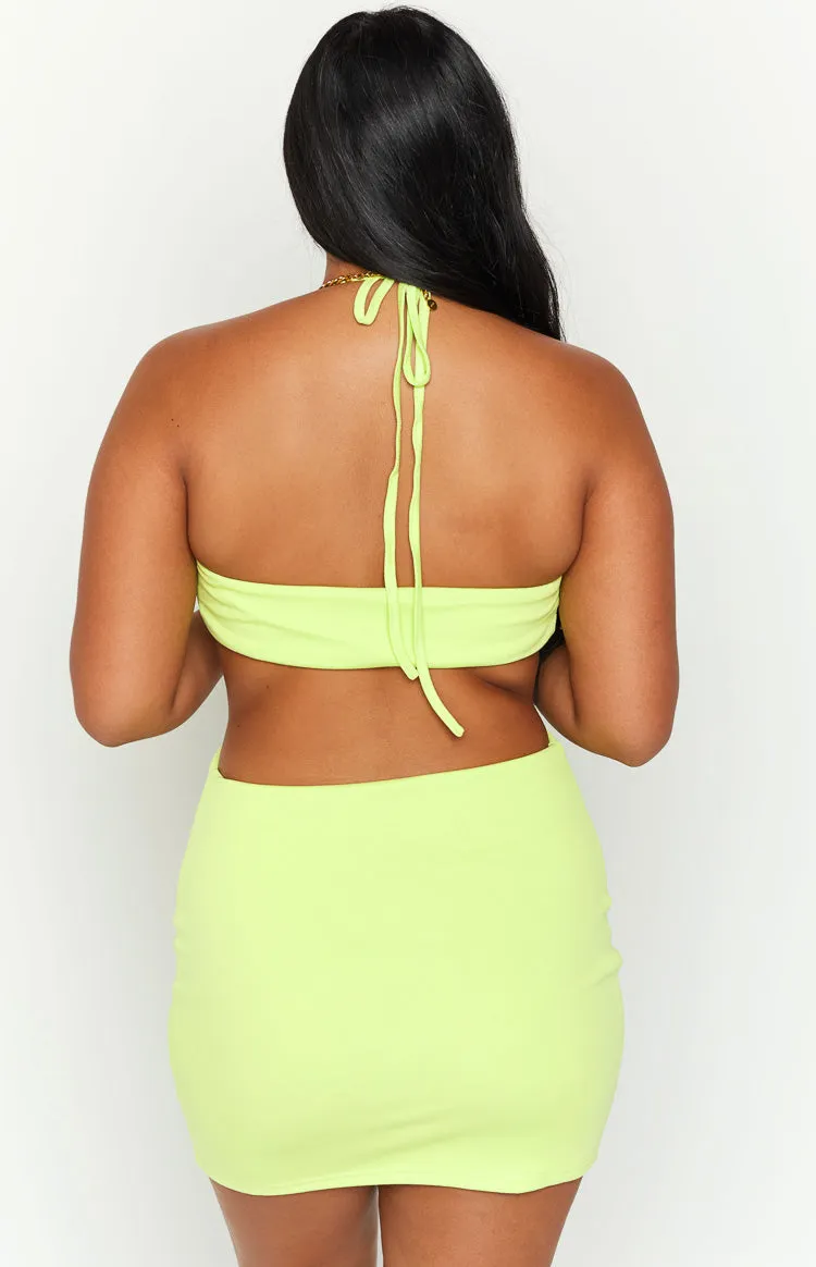 Alexi Lime Halter Mini Dress