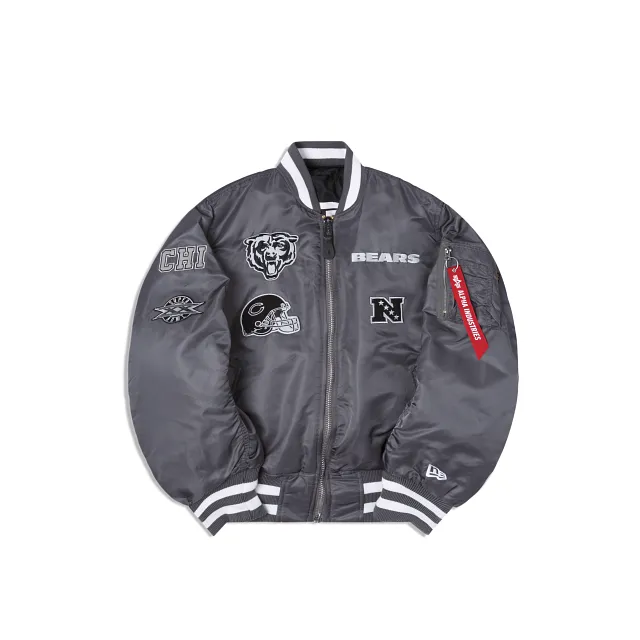 Alpha Industries X Chicago Bears Gray MA-1 Bomber Jacket