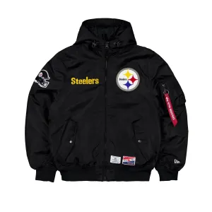 Alpha Industries x Pittsburgh Steelers Premium L-2B Hooded Bomber Jacket for Men