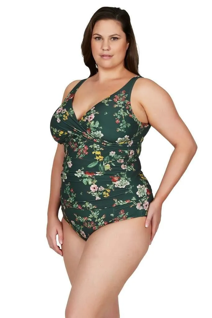 Artesands AT3721NK Floral Green Tankini Plus Size