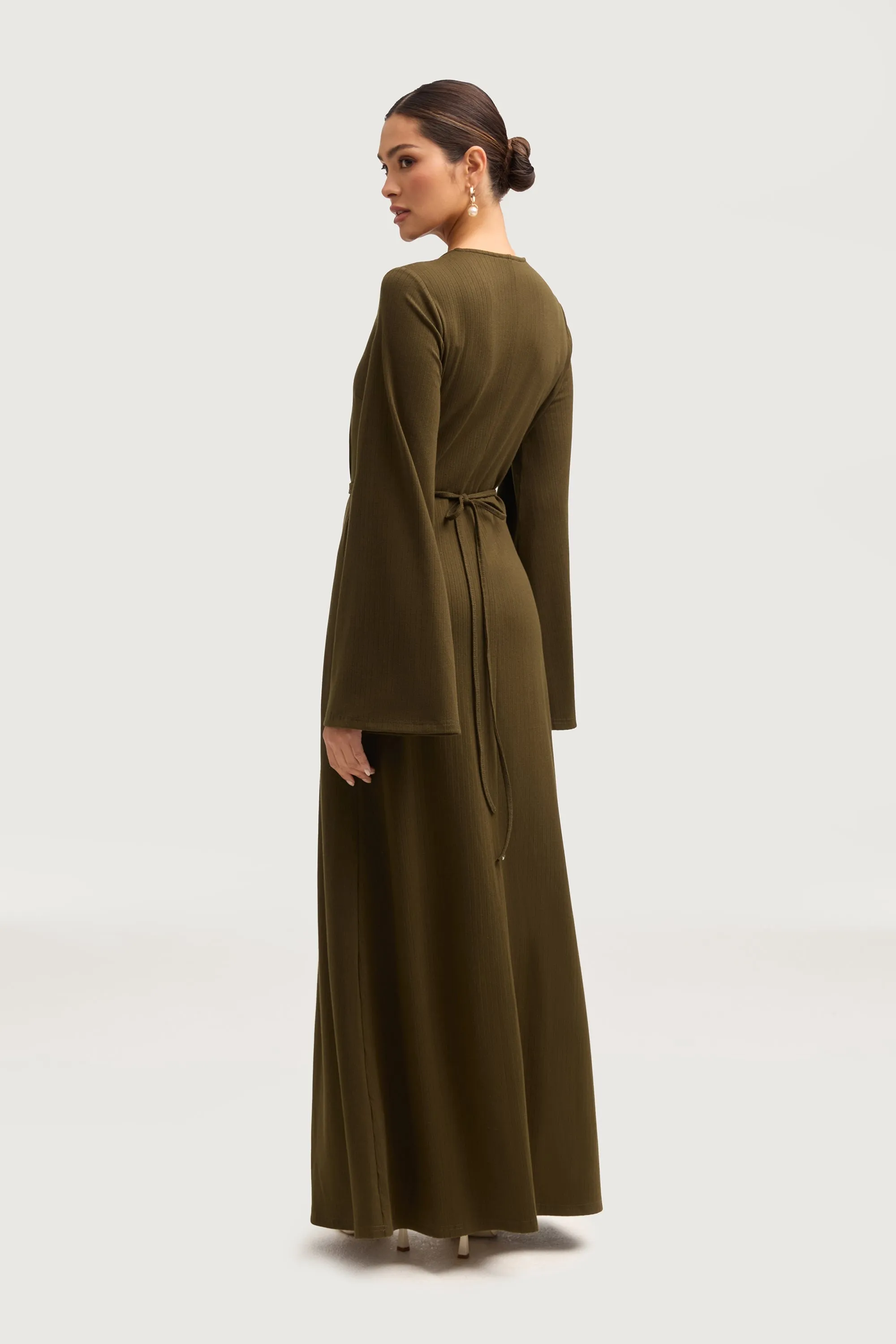 Ava Ribbed Maxi Dress - Olive