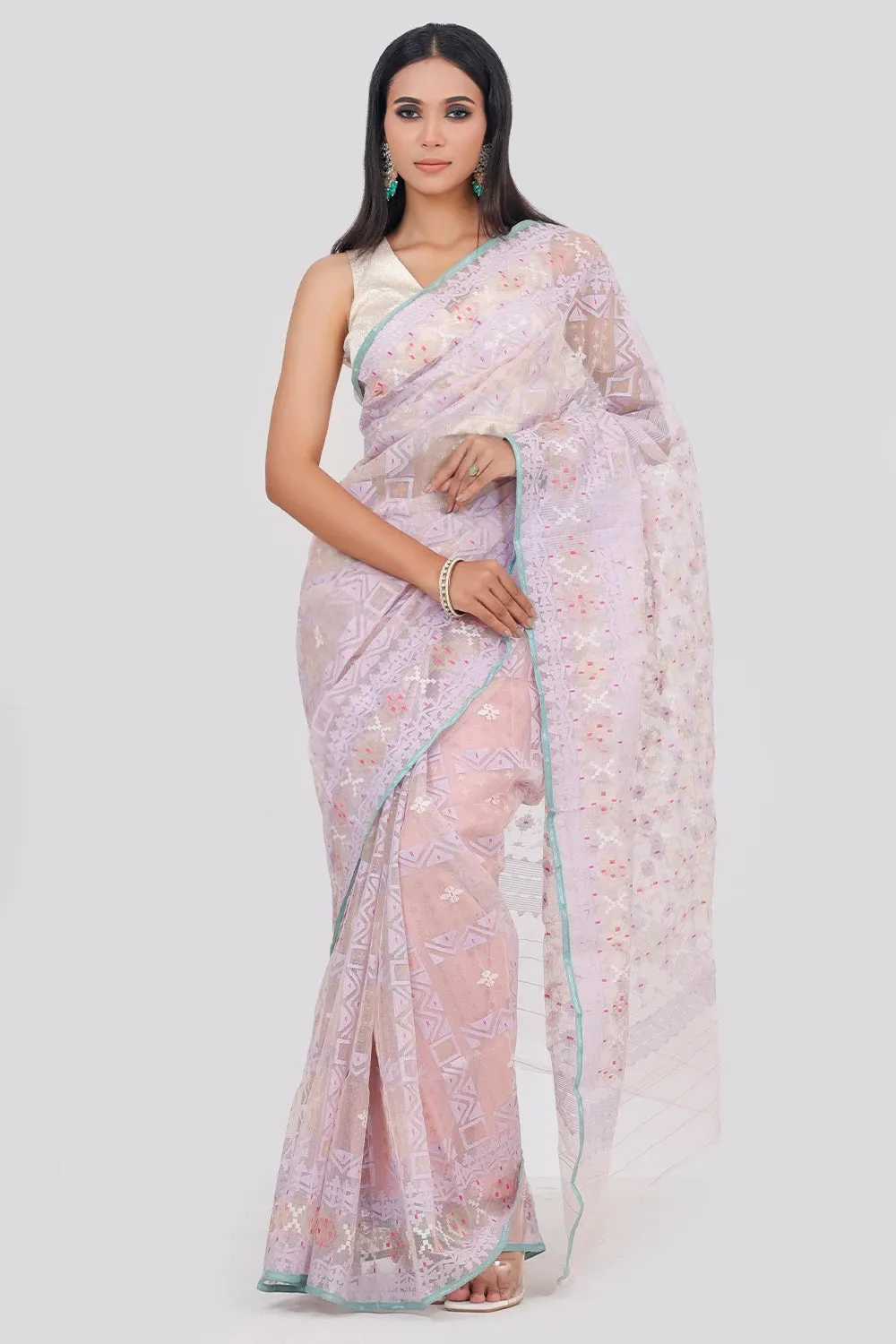 Exquisite Belwari Jamdani Saree - Traditional Handloom Crafted for Womens Ethnic Wear