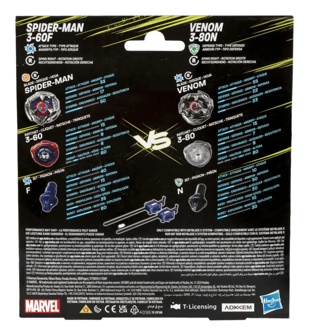 Beyblade X - Marvel - Spider-Man 3-60F vs Venom 3-80N