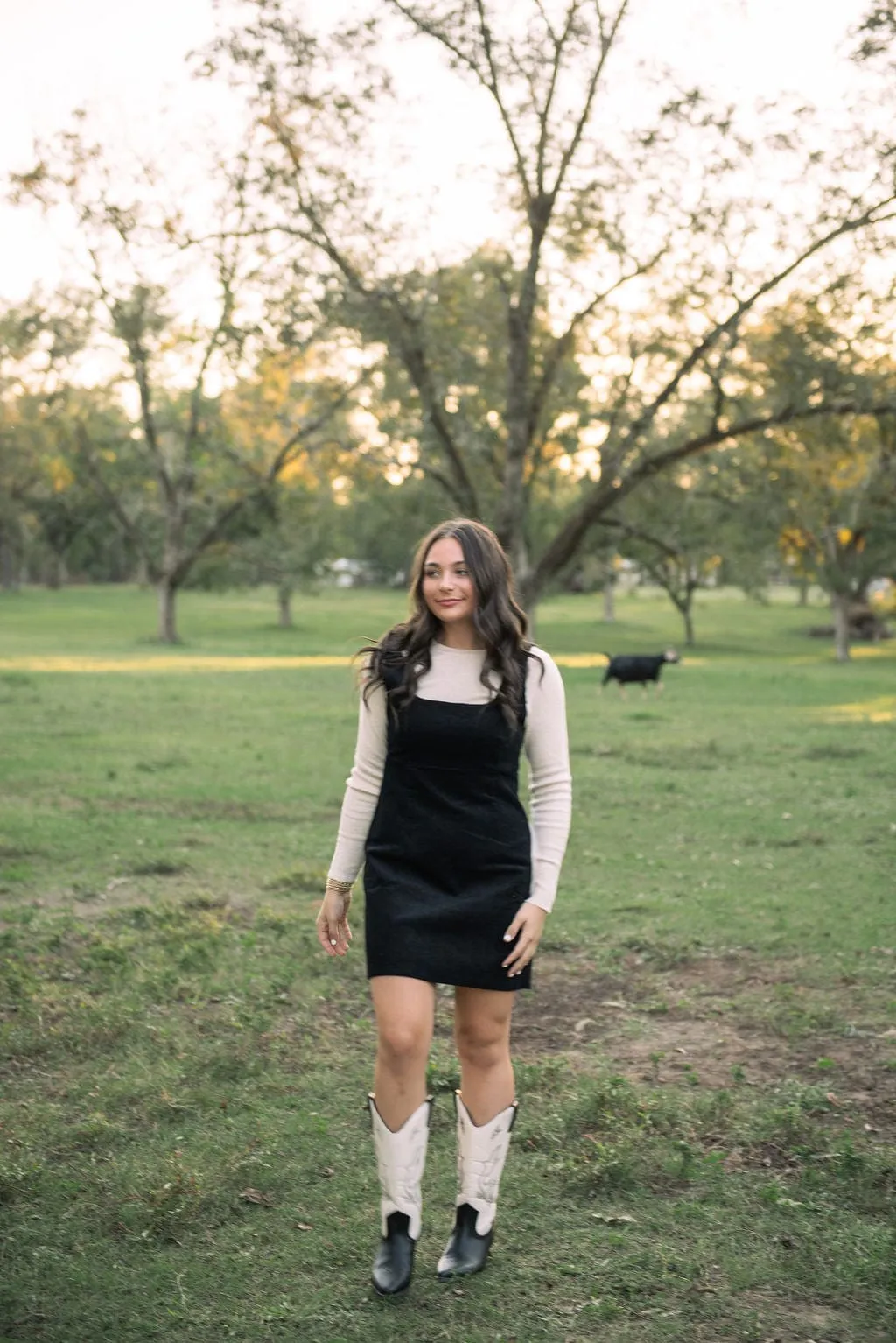 Black Corduroy Pinafore Mini Dress