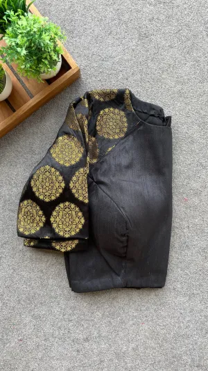 Black silk banarasi gold sleeve blouse