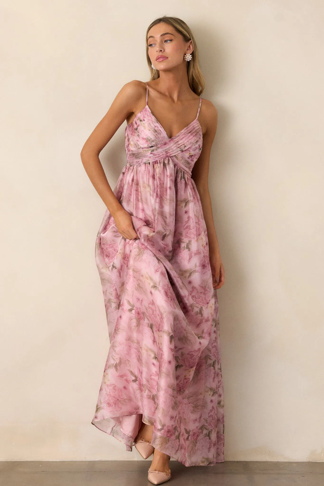 Blooming In Essence Pink Floral Maxi Dress