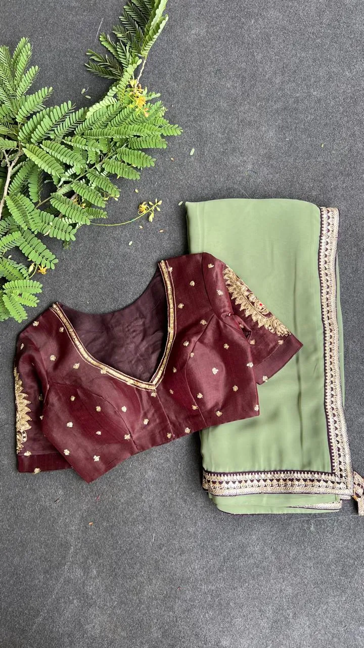 Brown silk paisley handmade blouse ( only blouse )