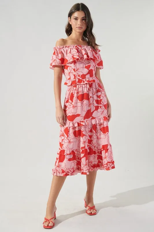 Caliente Pink Lemonade Layered Ruffle Midi Skirt by Sugarlips