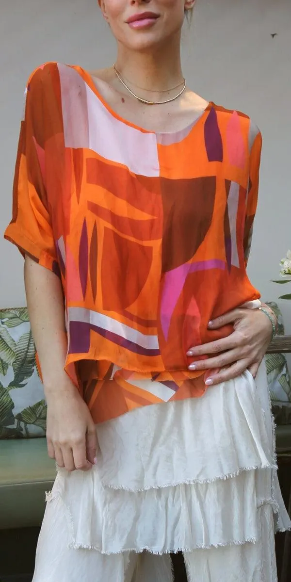 Carmelina Graphic Silk Kaftan