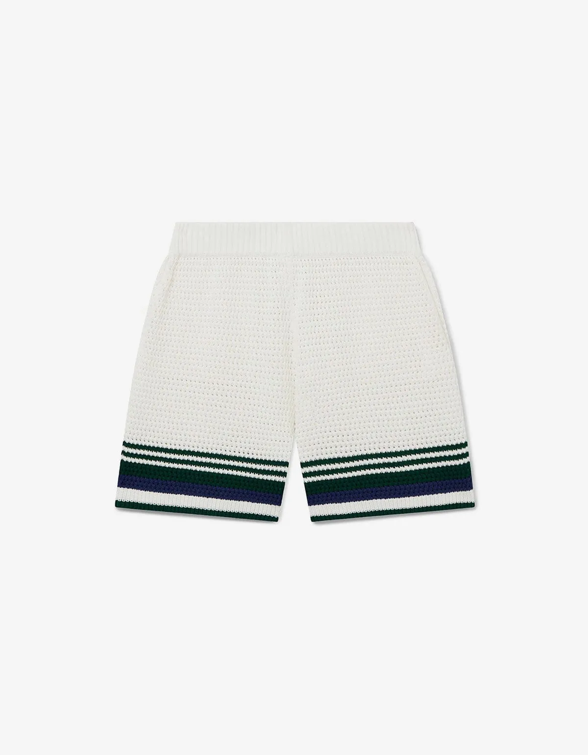 Casablanca White & Blue Crochet Tennis Shorts