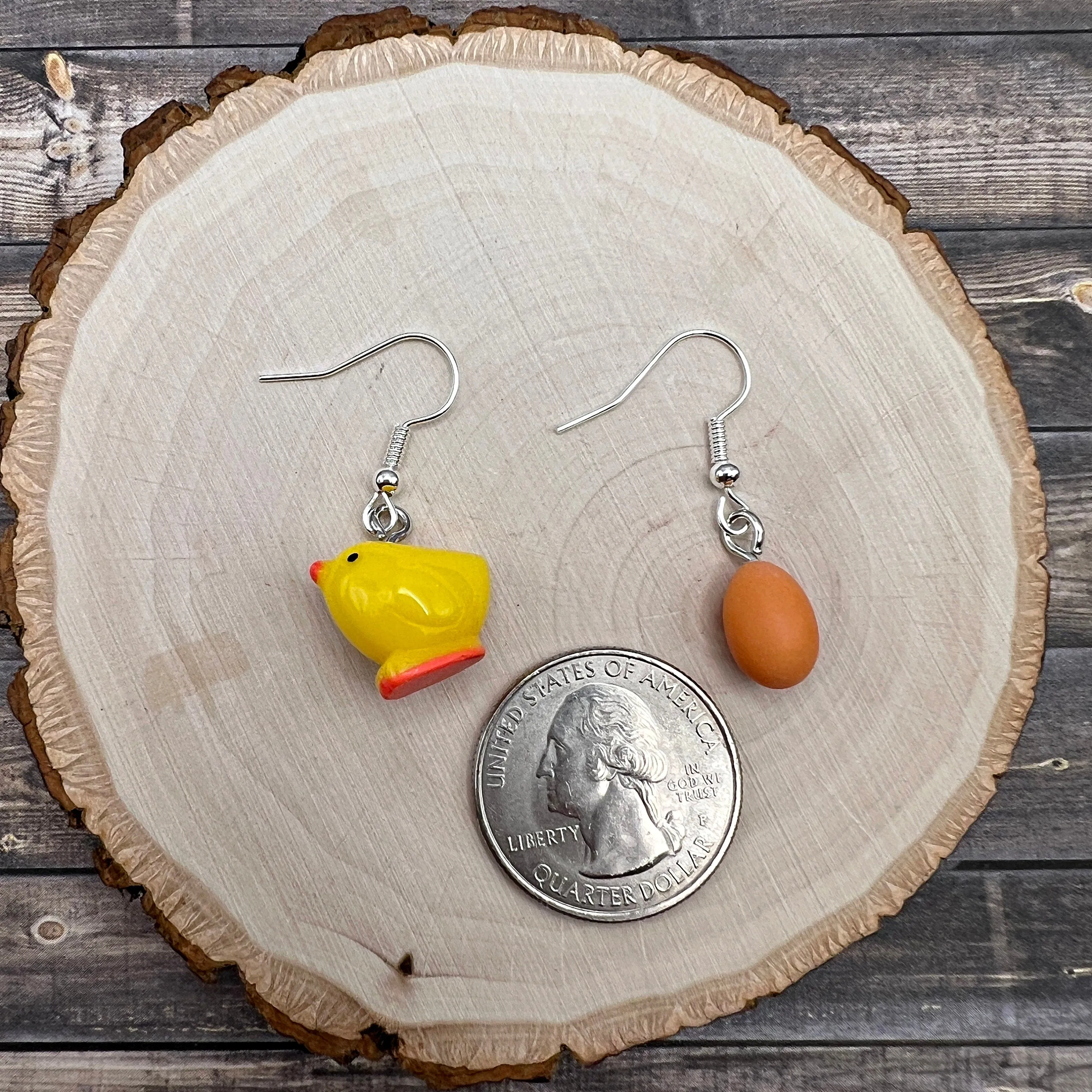 Chicken & Egg Petite Mismatched  Earrings, Hypoallergenic Gift