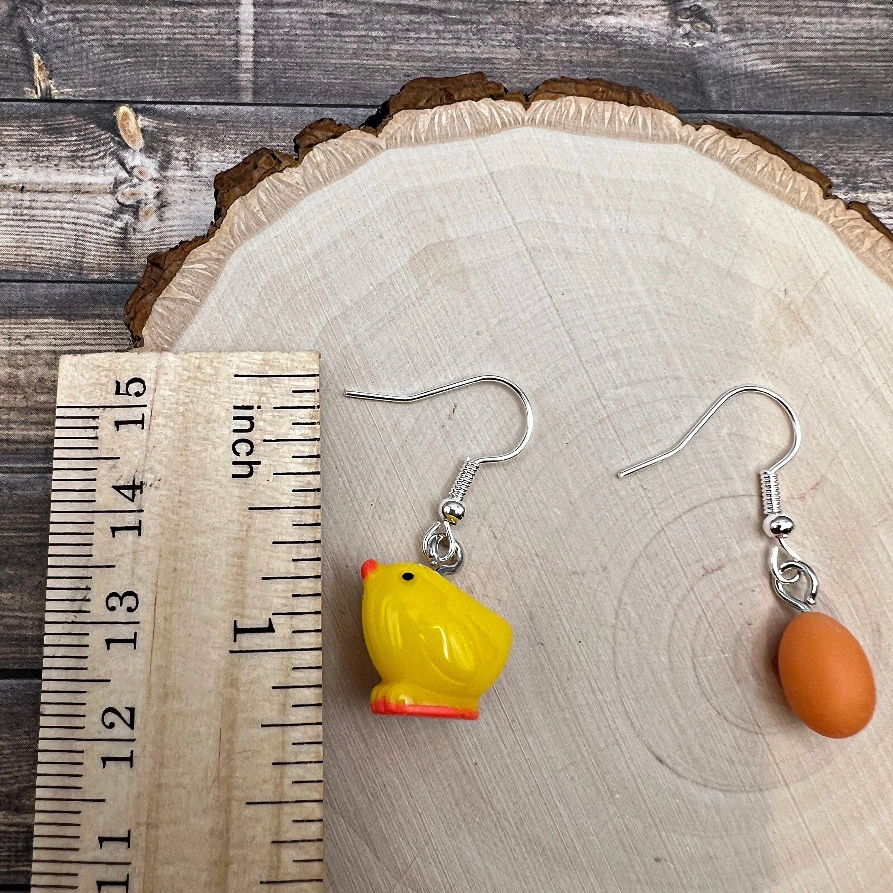 Chicken & Egg Petite Mismatched  Earrings, Hypoallergenic Gift