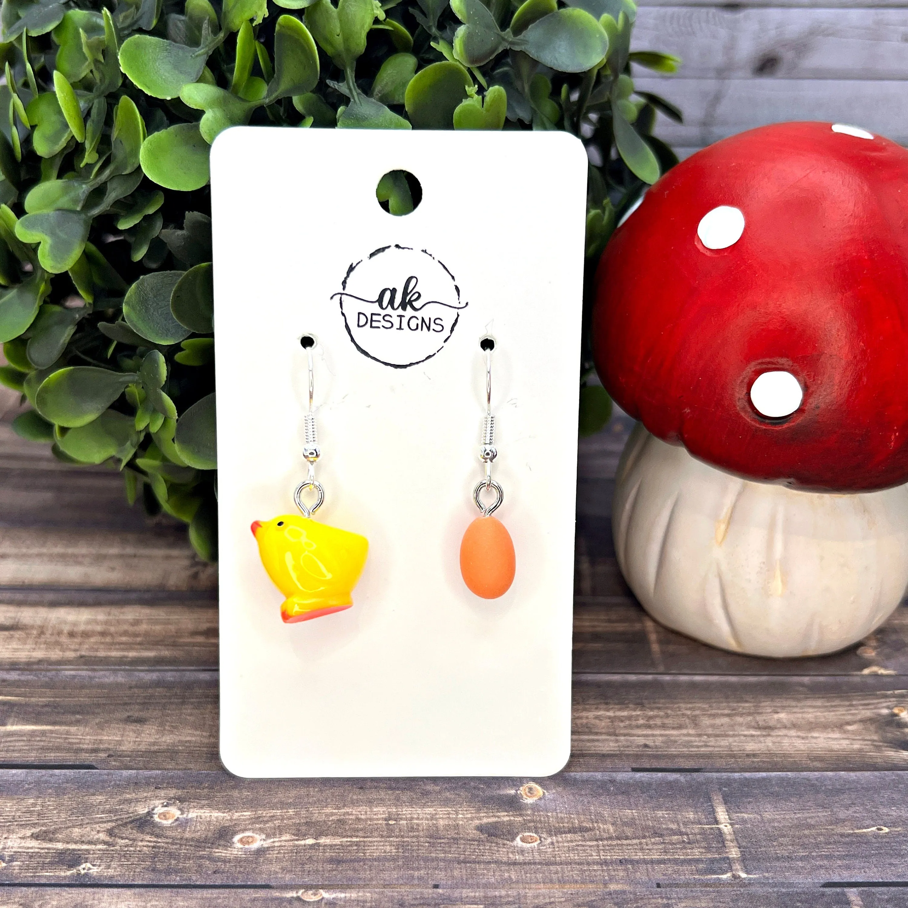 Chicken & Egg Petite Mismatched  Earrings, Hypoallergenic Gift