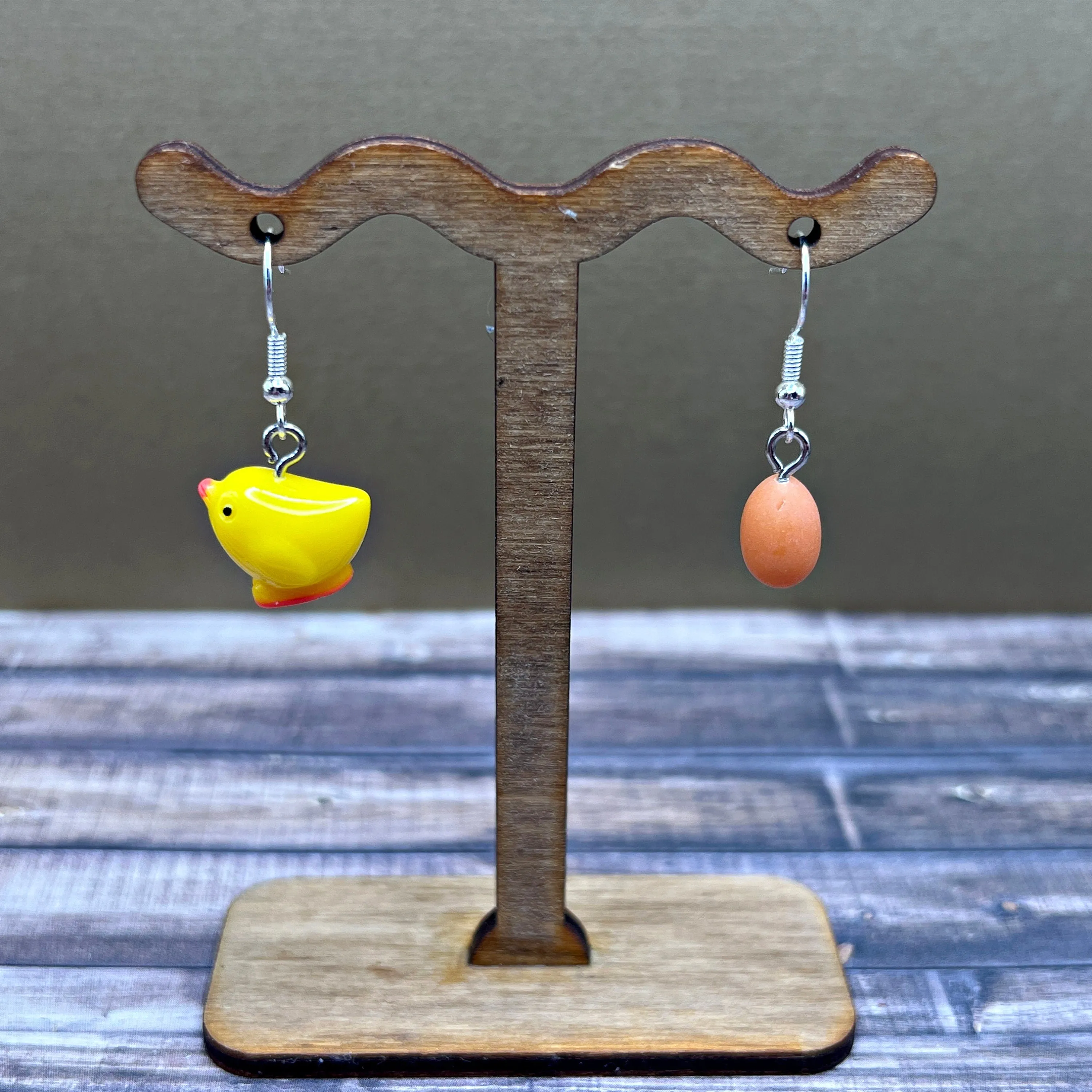 Chicken & Egg Petite Mismatched  Earrings, Hypoallergenic Gift