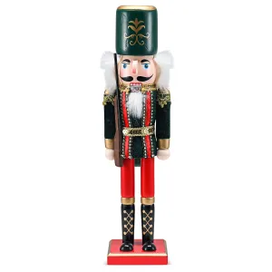 Christmas Toy Soldier Nutcracker – Red and Black Wooden Nutcracker Soldier with a Rifle Gun Xmas Themed Holiday Nut Cracker Doll Figure Decorations