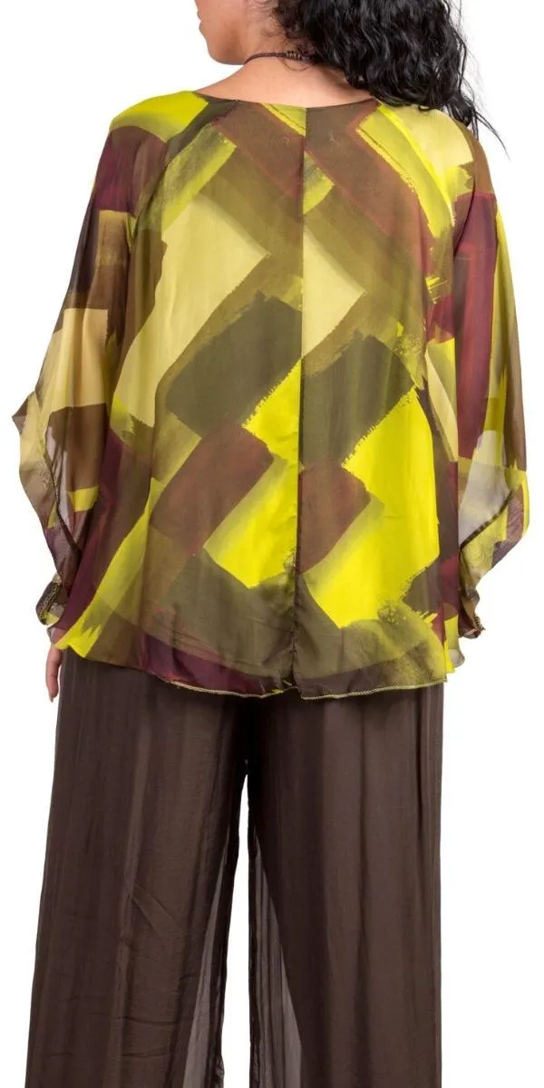 Coletta Brushstroke Silk Top