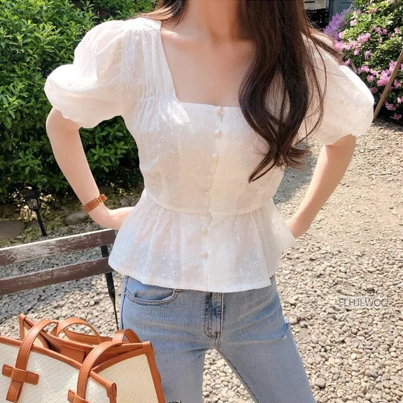 DressBetty - Embroidery Cute Chic Tops