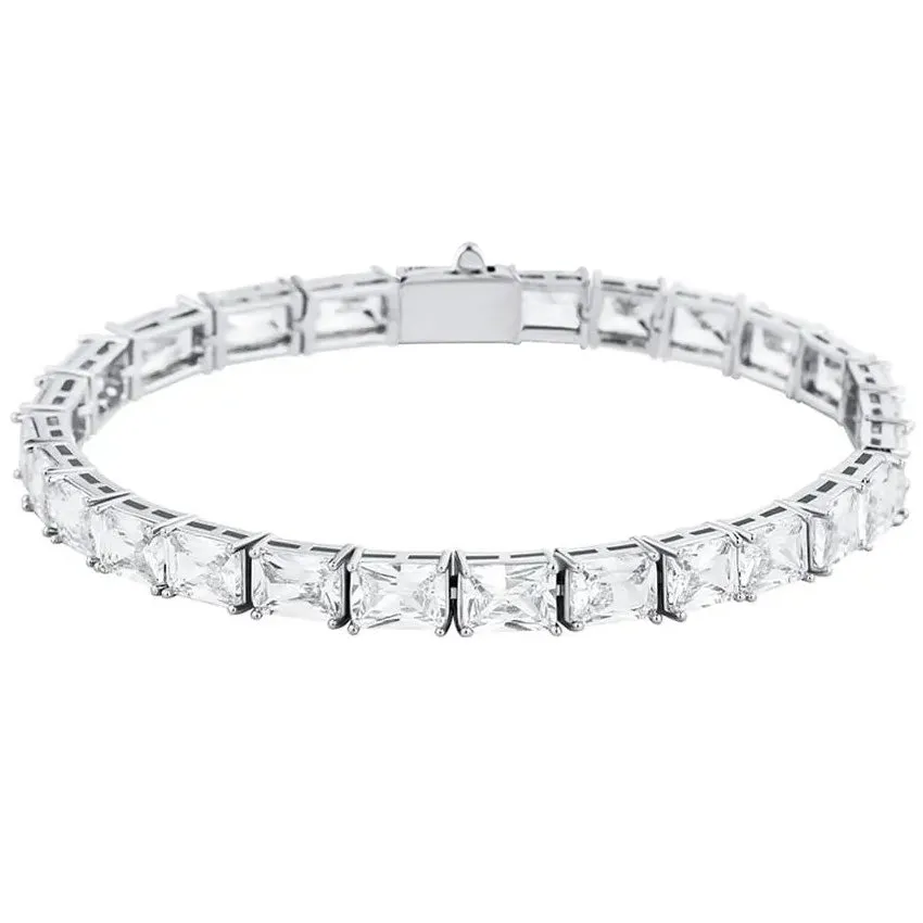 Emerald Cut Tennis Bracelet in White Gold