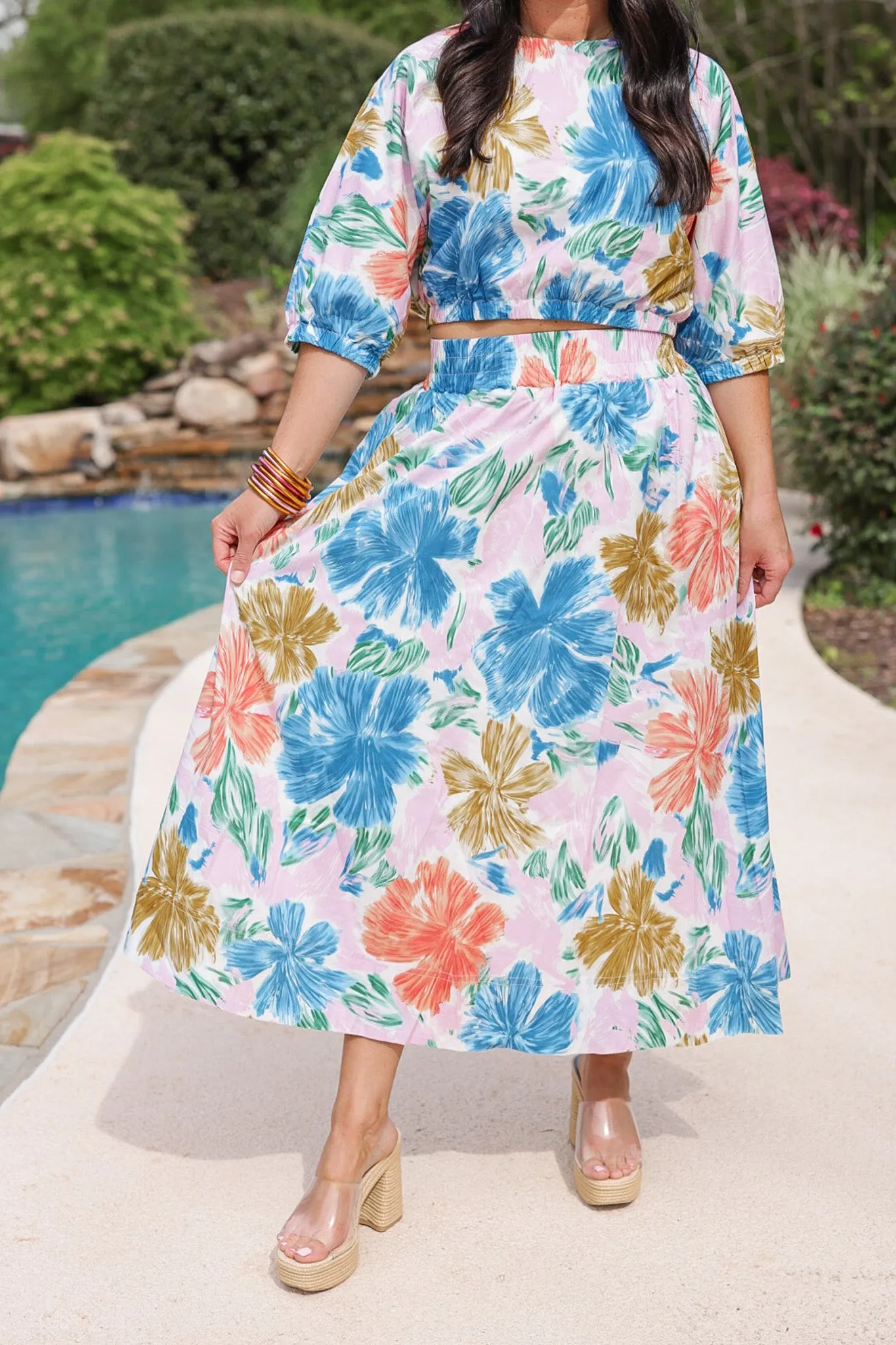 Floral Season Multicolor Midi Skirt