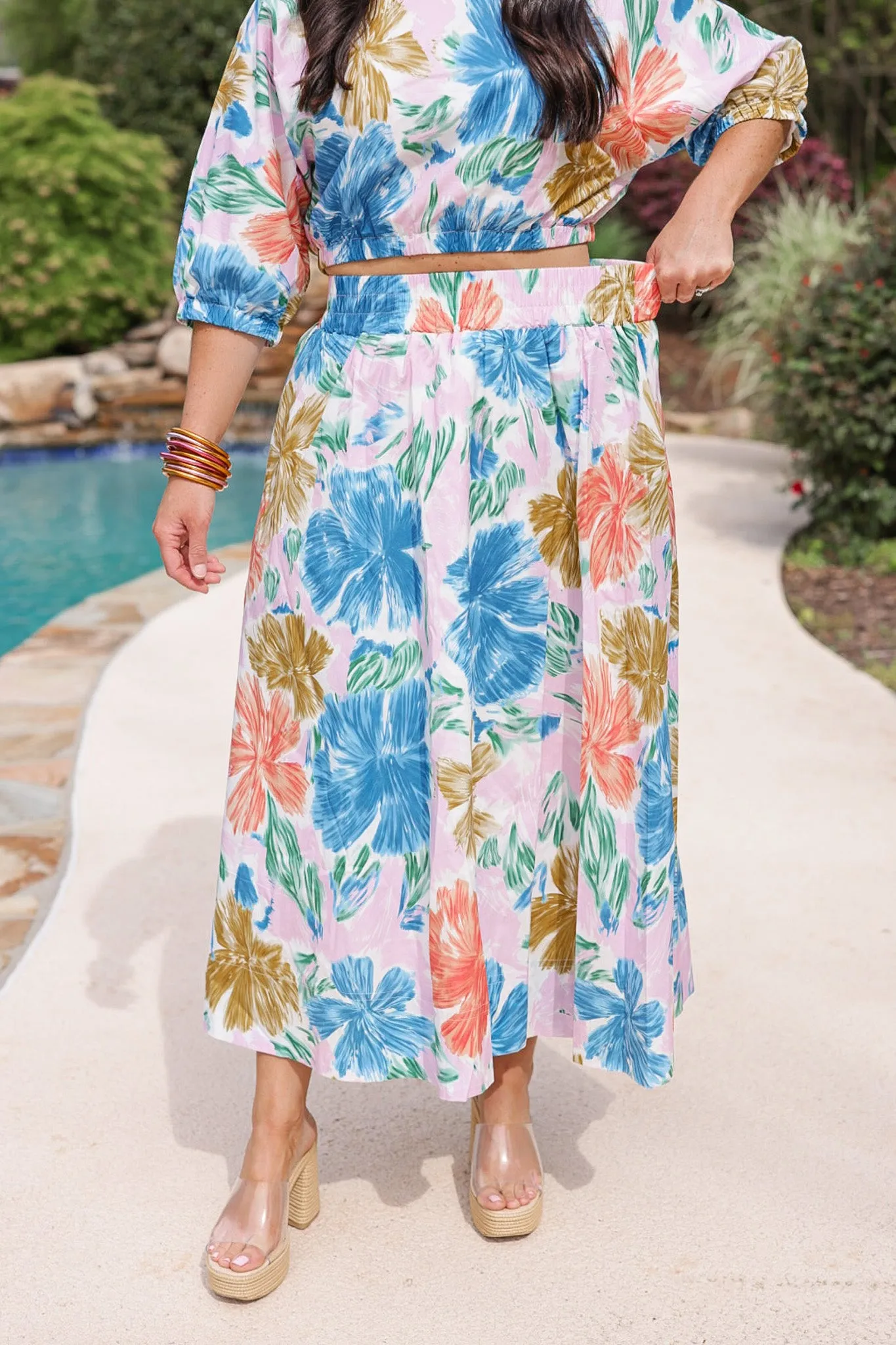 Floral Season Multicolor Midi Skirt