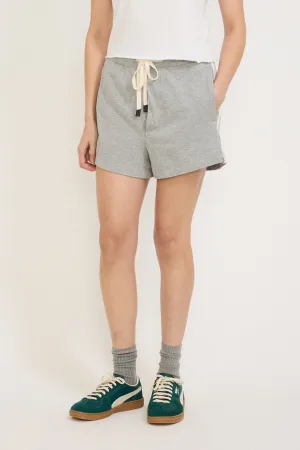 French Terry Side Stripe Short Grey Marle/White