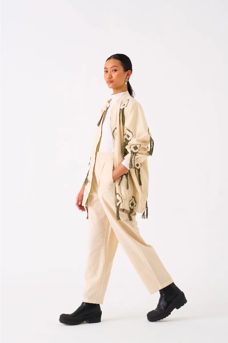 Fringe Bomber Jacket Co ord Set of 2 Ivory