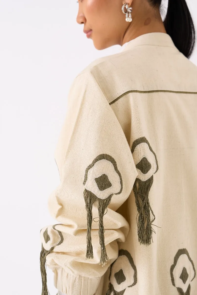 Fringe Bomber Jacket Ivory