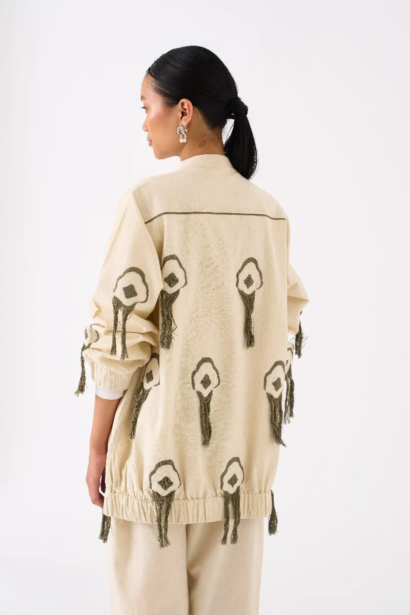 Fringe Bomber Jacket Ivory