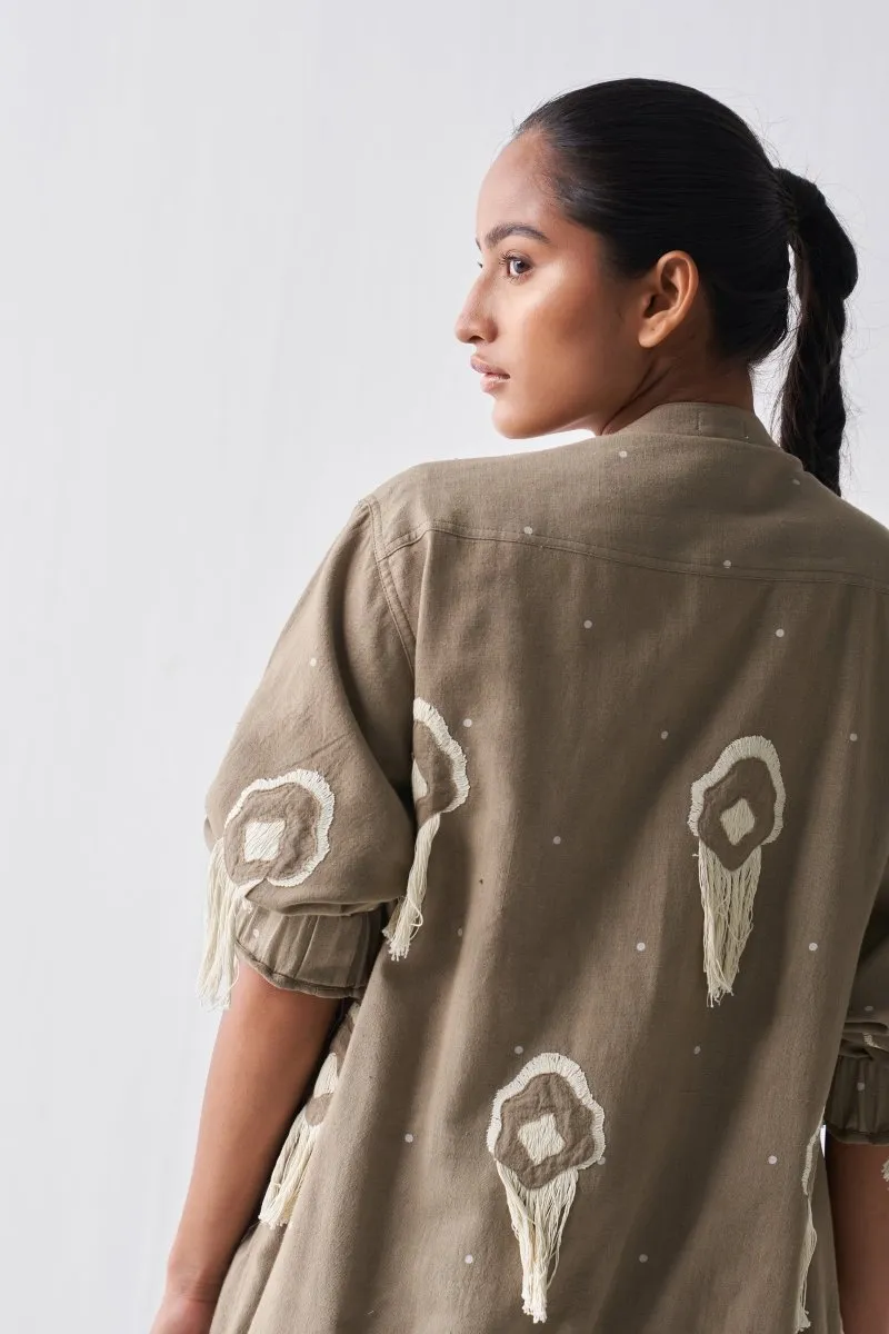 Fringe Bomber Jacket - Sage