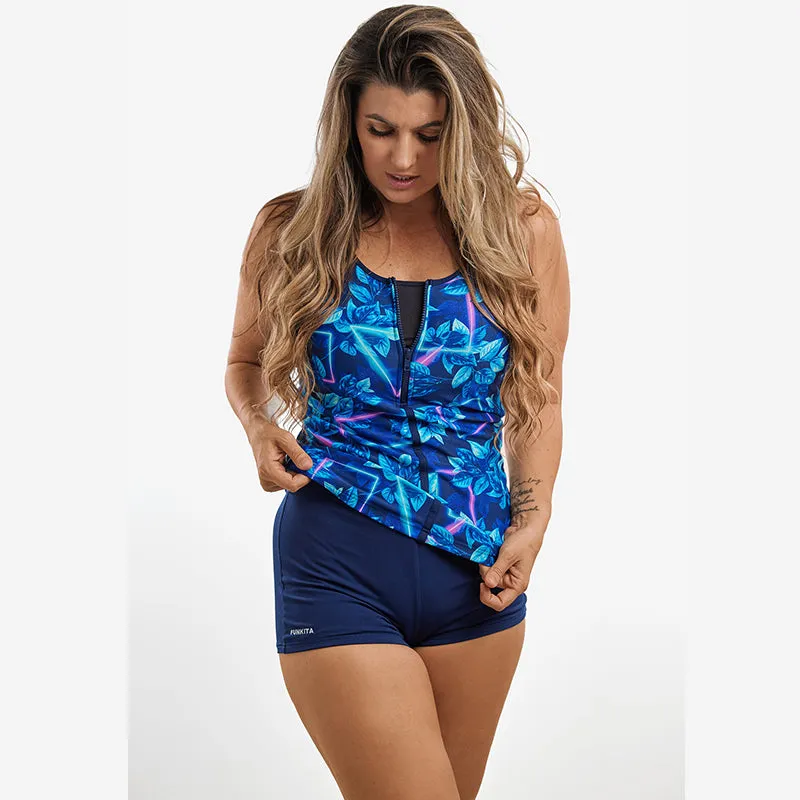 Funkita - Leaf Laser - Ladies Zip Front Tankini Top