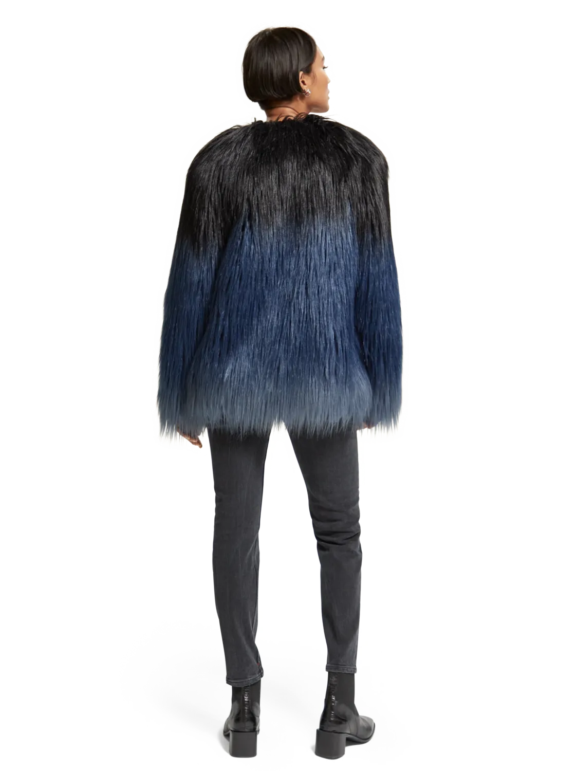 Gradient faux fur jacket