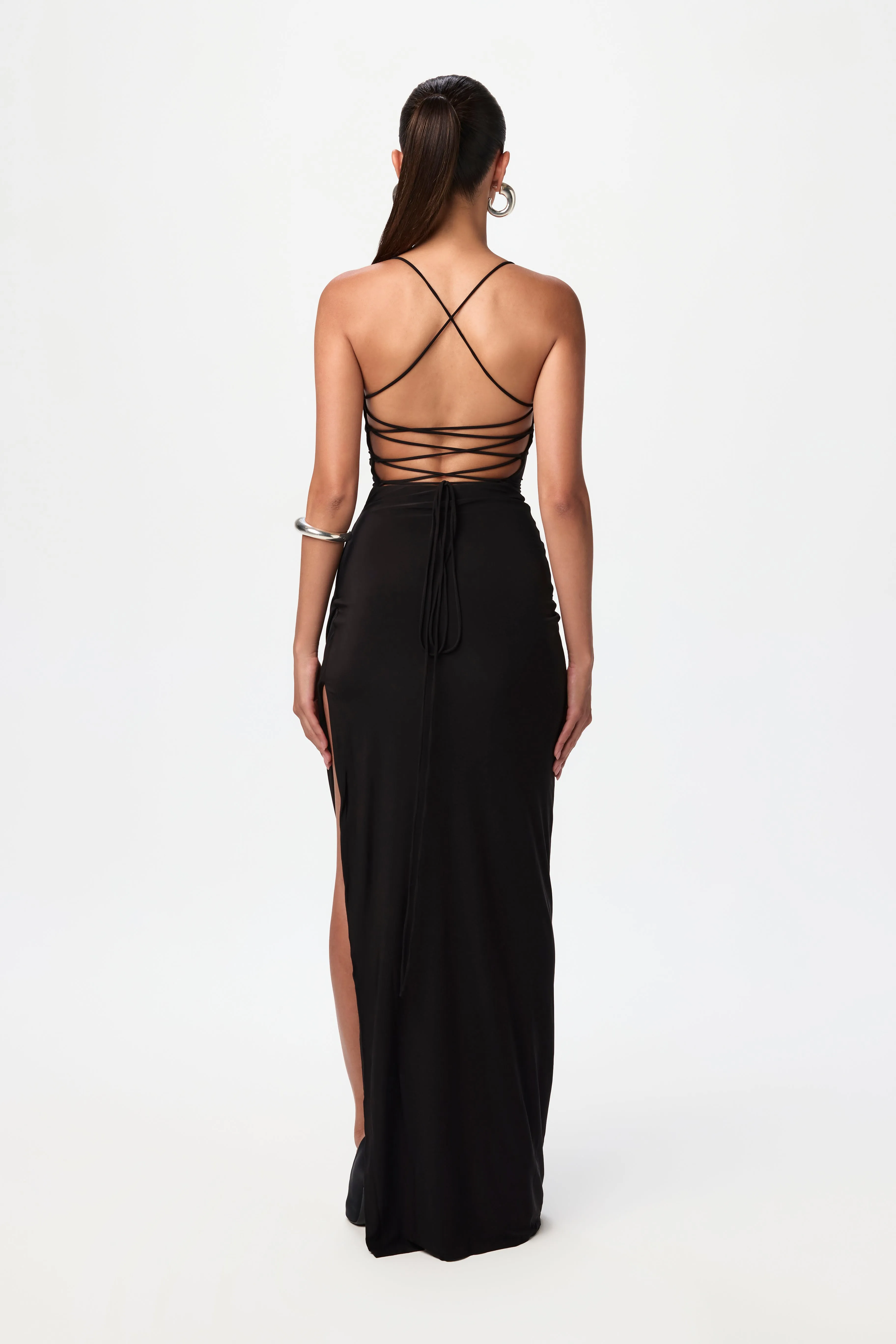 Hourglass Ruched Strap Maxi Dress