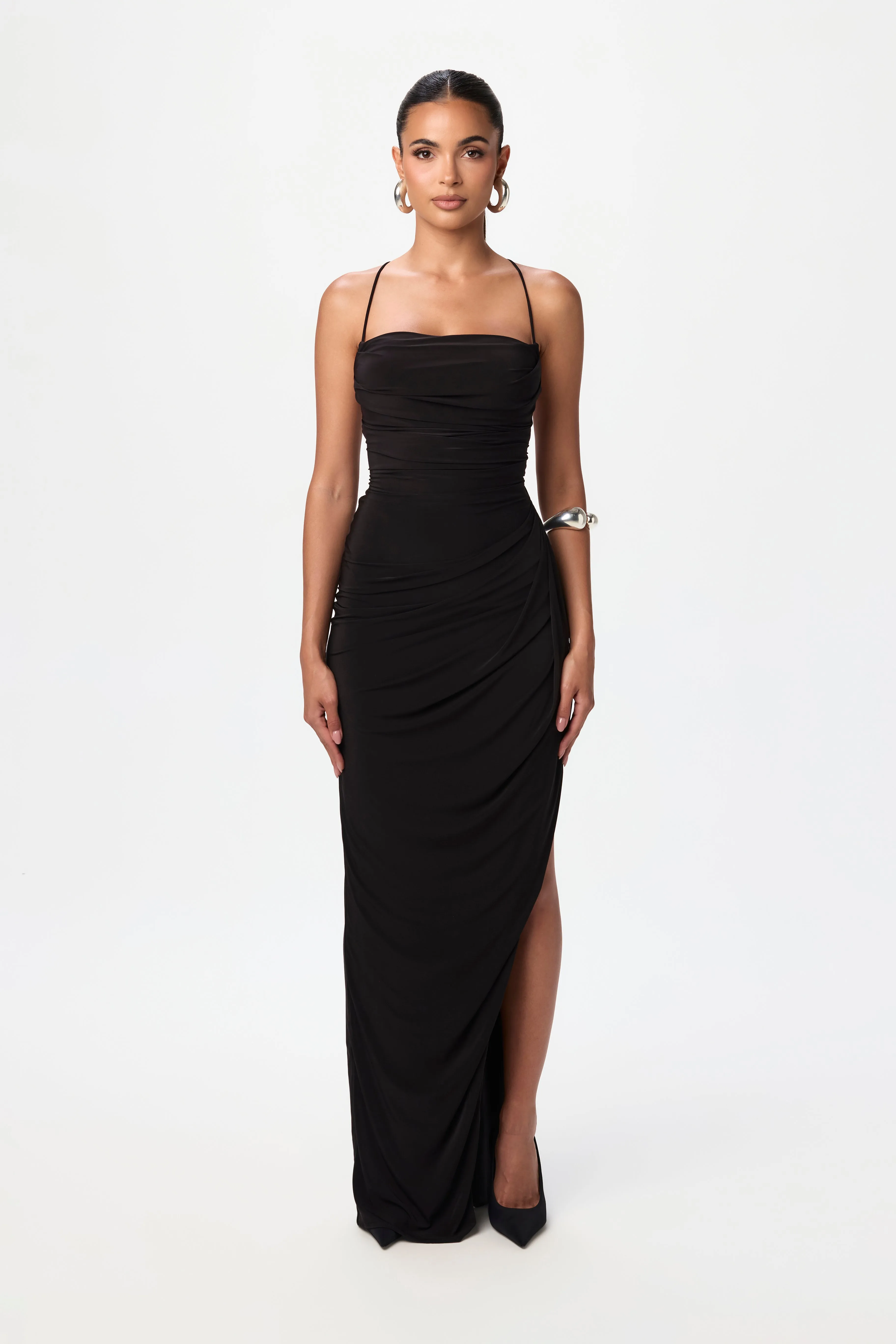 Hourglass Ruched Strap Maxi Dress