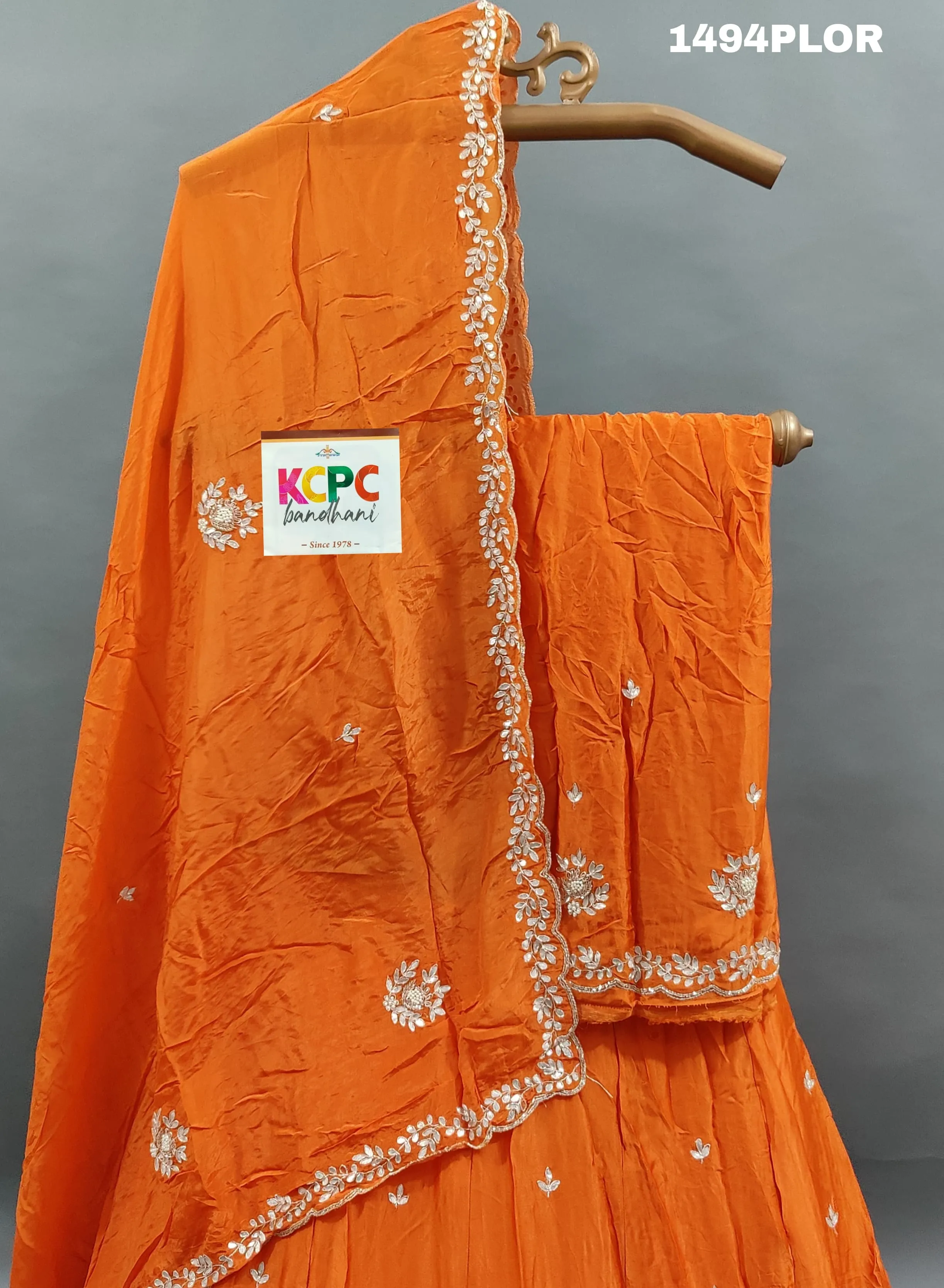 KcPc New Designer H O Silk Cutdana Gota patti work Lehenga Set ,MAD