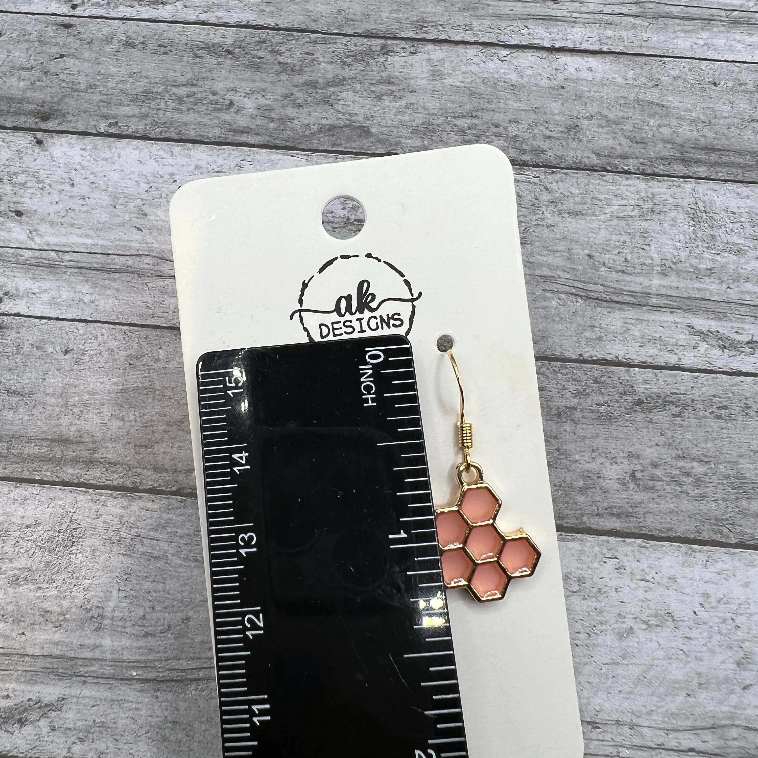 Mismatched Pink Bee Honeycomb  Earrings Resin Enamel - Clearance