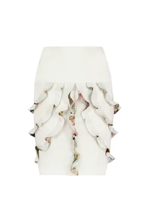 NELE IVORY RUFFLE PENCIL SKIRT