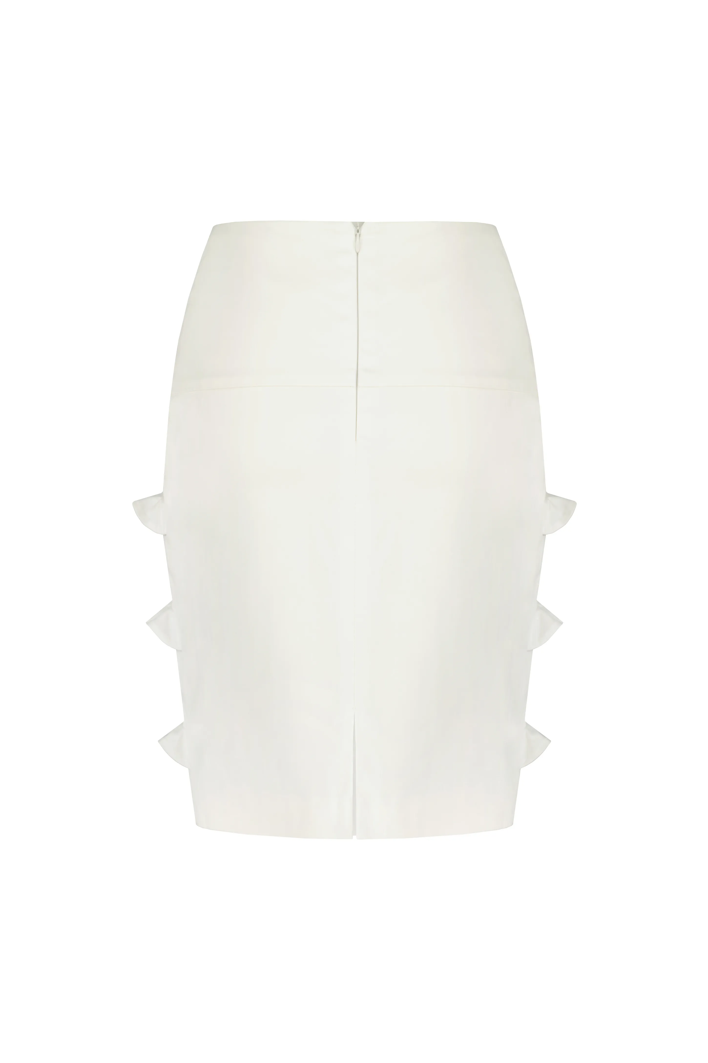 NELE IVORY RUFFLE PENCIL SKIRT