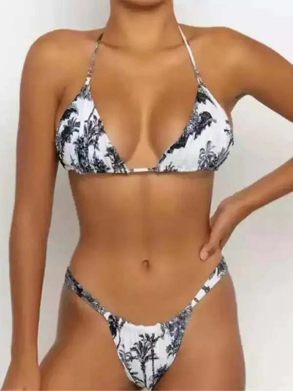 New women’s strappy solid color padded push up bikini