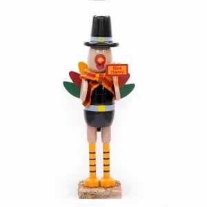 Ornativity Thanksgiving Fall Turkey Nutcracker – Green and Orange Wooden Turkey Nutcracker Holiday Christmas Nut Cracker Doll Figure Home Table Decorations