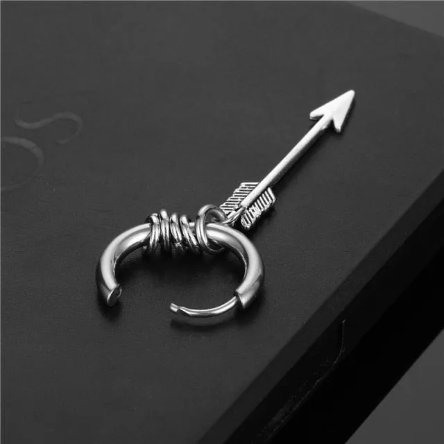 Punk Vintage Design Leaf Hoop Earrings For Women Men Jewelry Accessories Black Stainless Feather Earring Brincos