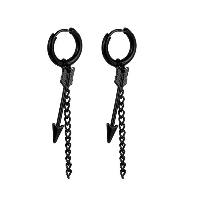 Punk Vintage Design Leaf Hoop Earrings For Women Men Jewelry Accessories Black Stainless Feather Earring Brincos