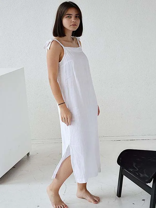 "Cute" Womenâ€™s Pure White Cotton Sleepwear