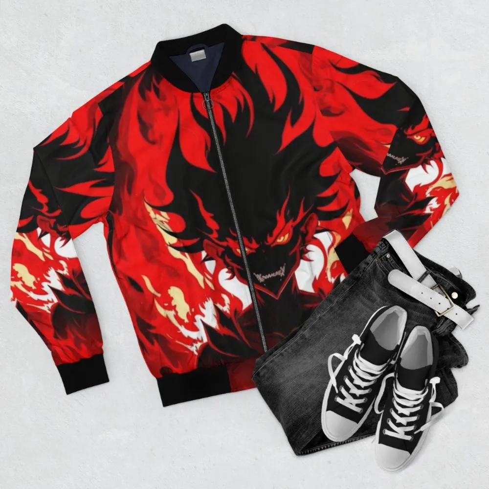 "Fiery Demon Bomber Jacket: Unleash the Power of Anime and Brazilian Phonk"