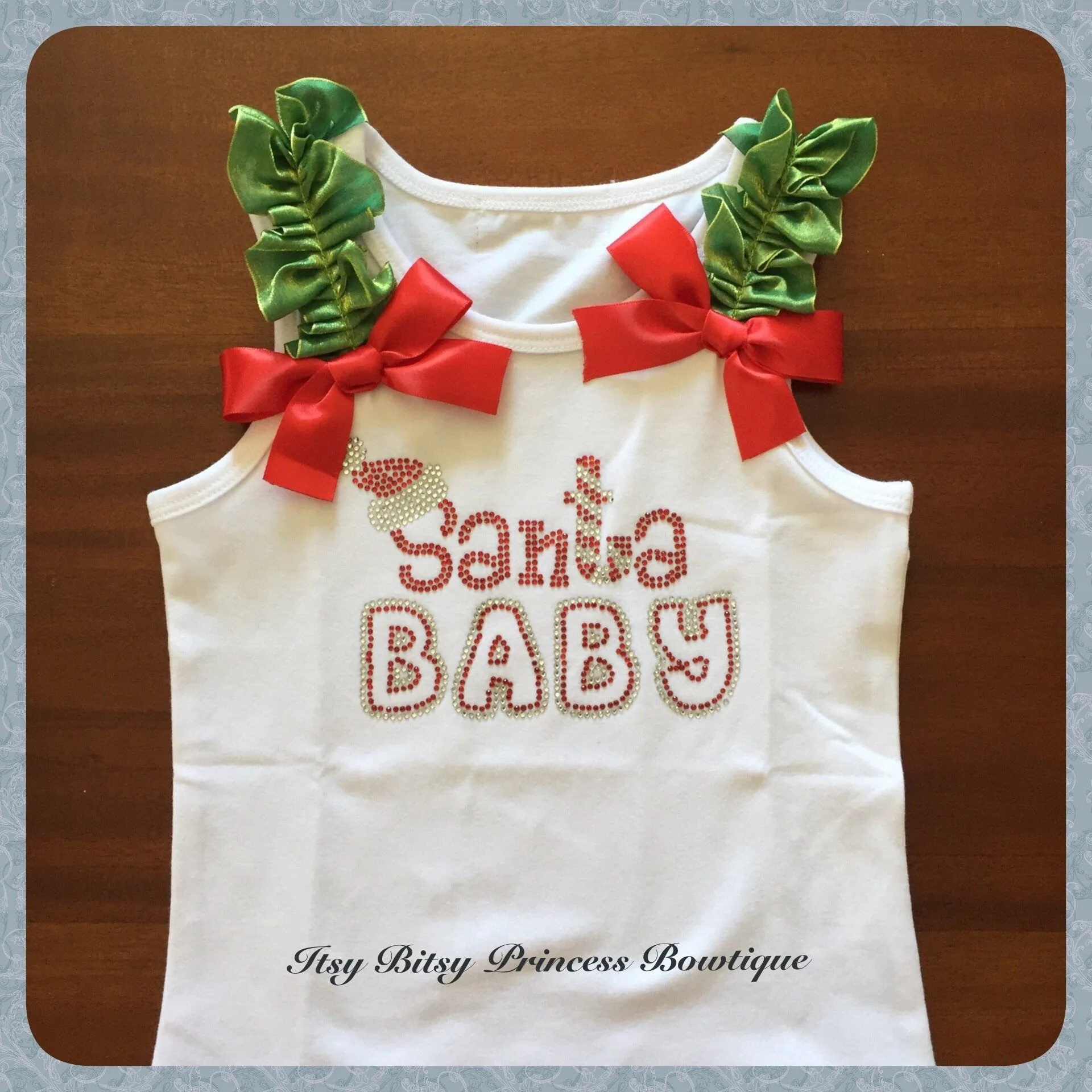 Rhinestone Santa BABY Christmas tops