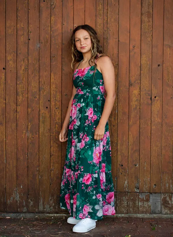 Savannah Girls Green Maxi Dress